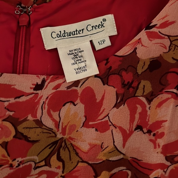 COLDWATER CREEK LINED SUNDRESS SIZE 12P 100% SILK, LINING 100% ACETATE VGUC - Picture 4 of 7